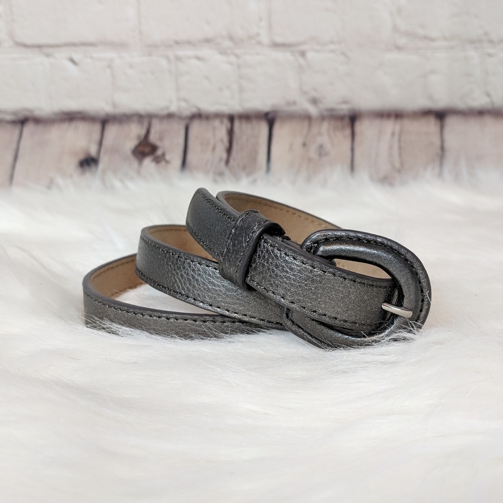 Talbots Pewter Silver Gray Skinny Belt